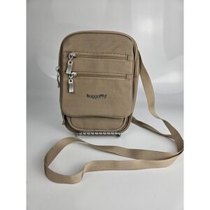 Baggalini RFID Journey Crossbody Tan Travel Bag Card Organizer Multi Pocket